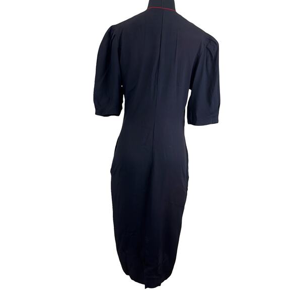 1980s Black Red Trim Wiggle Dress by Cactus NYC – Size 14 – Pinup Style - Picture 3 of 16